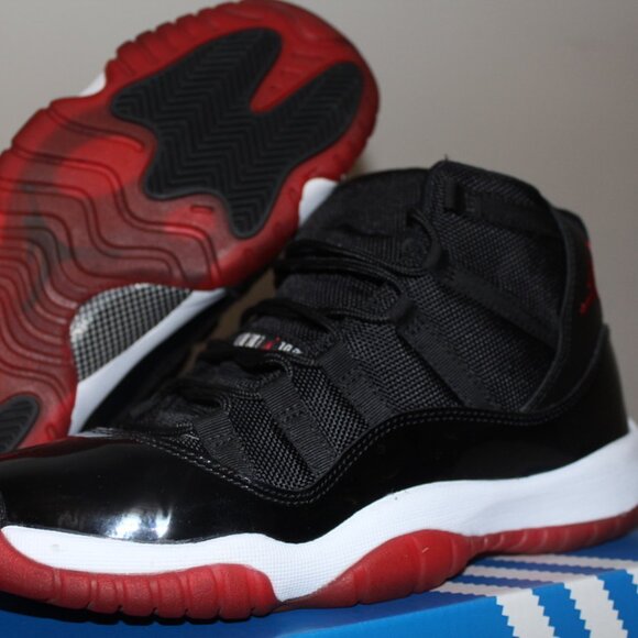 Nike Air Jordan Retro 11 XI Bred OG Varsity Red Playoffs Black 2012 Size 7Y - Picture 1 of 10